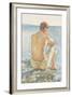 Watching the Sea (Pencil & W/C on Paper)-Henry Scott Tuke-Framed Giclee Print