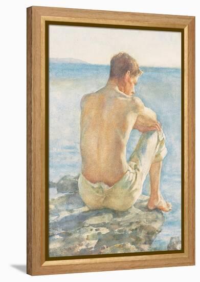 Watching the Sea (Pencil & W/C on Paper)-Henry Scott Tuke-Framed Premier Image Canvas