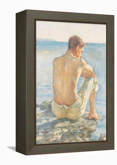 Watching the Sea (Pencil & W/C on Paper)-Henry Scott Tuke-Framed Premier Image Canvas