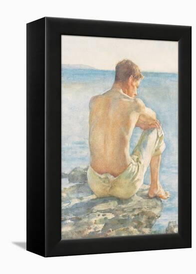 Watching the Sea (Pencil & W/C on Paper)-Henry Scott Tuke-Framed Premier Image Canvas