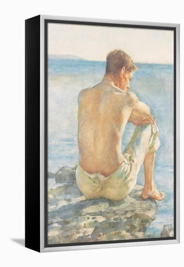 Watching the Sea (Pencil & W/C on Paper)-Henry Scott Tuke-Framed Premier Image Canvas