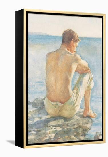 Watching the Sea (Pencil & W/C on Paper)-Henry Scott Tuke-Framed Premier Image Canvas