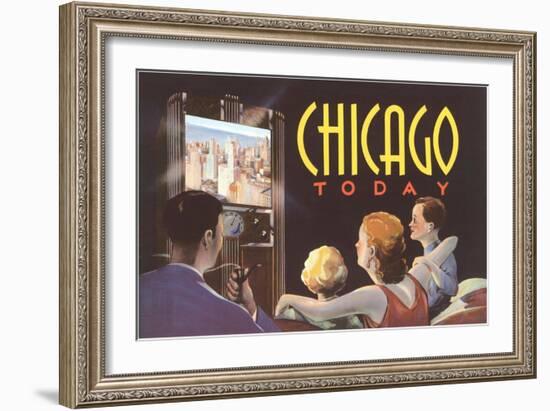Watching TV in Chicago, Illinois-null-Framed Art Print