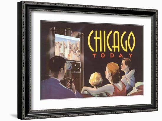 Watching TV in Chicago, Illinois-null-Framed Art Print