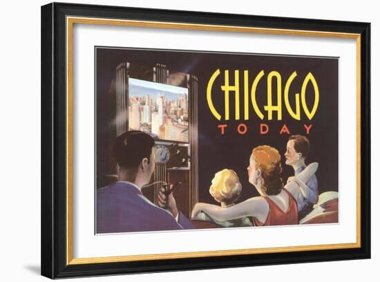 Watching TV in Chicago, Illinois-null-Framed Art Print