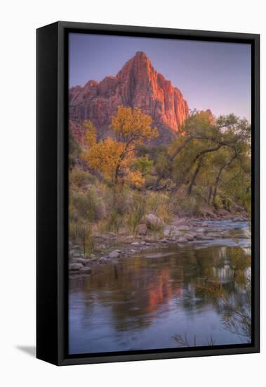 Watchman Reflection in Virgin River, Southwest Utah-Vincent James-Framed Premier Image Canvas