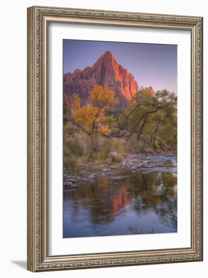 Watchman Reflection in Virgin River, Southwest Utah-Vincent James-Framed Photographic Print
