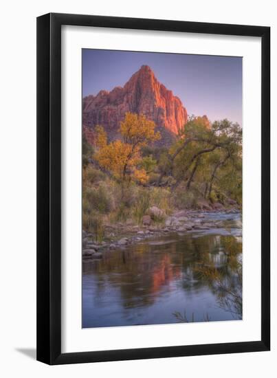 Watchman Reflection in Virgin River, Southwest Utah-Vincent James-Framed Photographic Print