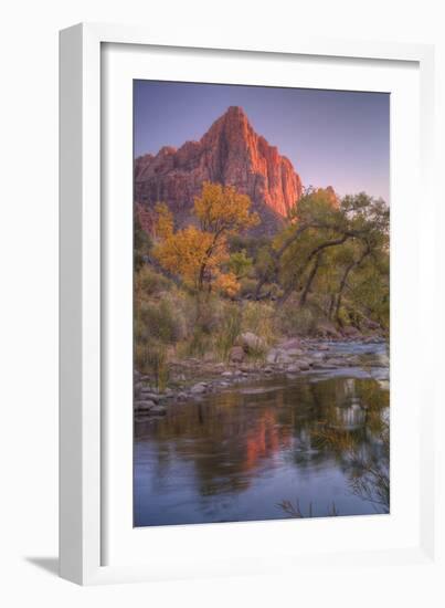 Watchman Reflection in Virgin River, Southwest Utah-Vincent James-Framed Photographic Print