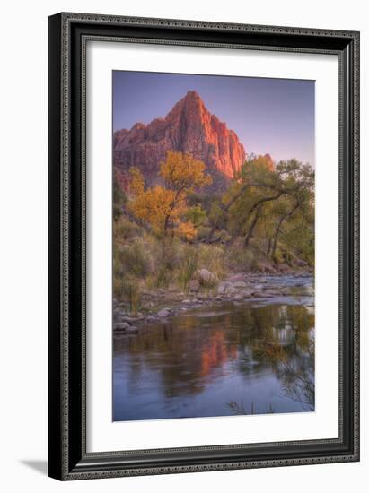 Watchman Reflection in Virgin River, Southwest Utah-Vincent James-Framed Photographic Print