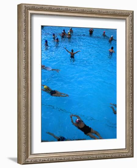 Water Aerobics in Pool at Kowloon Park, Hong Kong-Oliver Strewe-Framed Photographic Print