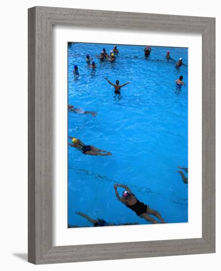 Water Aerobics in Pool at Kowloon Park, Hong Kong-Oliver Strewe-Framed Photographic Print