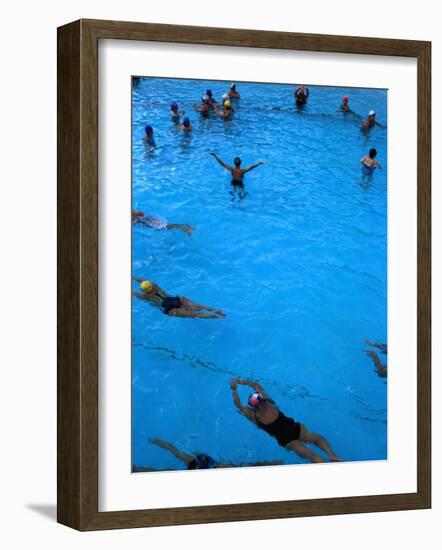 Water Aerobics in Pool at Kowloon Park, Hong Kong-Oliver Strewe-Framed Photographic Print