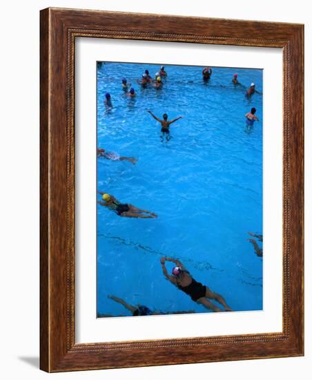 Water Aerobics in Pool at Kowloon Park, Hong Kong-Oliver Strewe-Framed Photographic Print