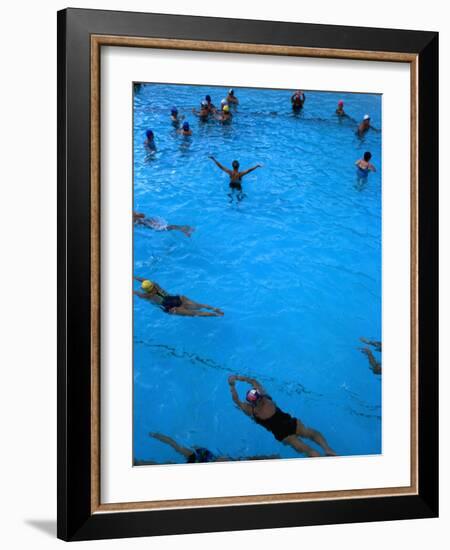 Water Aerobics in Pool at Kowloon Park, Hong Kong-Oliver Strewe-Framed Photographic Print