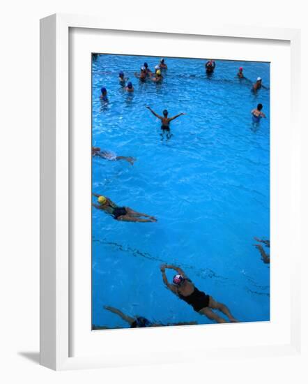 Water Aerobics in Pool at Kowloon Park, Hong Kong-Oliver Strewe-Framed Photographic Print