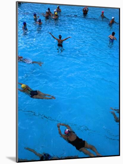 Water Aerobics in Pool at Kowloon Park, Hong Kong-Oliver Strewe-Mounted Photographic Print