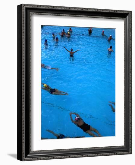 Water Aerobics in Pool at Kowloon Park, Hong Kong-Oliver Strewe-Framed Photographic Print