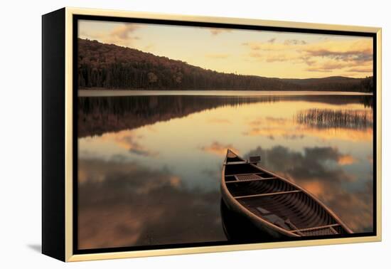 Water And Boat, Maine, New Hampshire Border, USA-null-Framed Premier Image Canvas