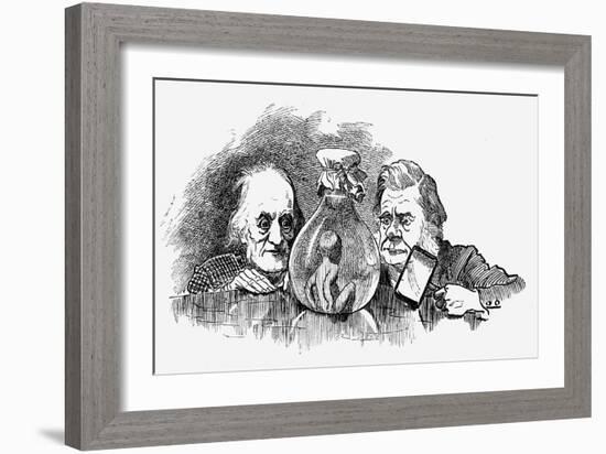 Water Baby' Being Examined by Richard Owen and T.H. Huxley-Edward Linley Sambourne-Framed Giclee Print