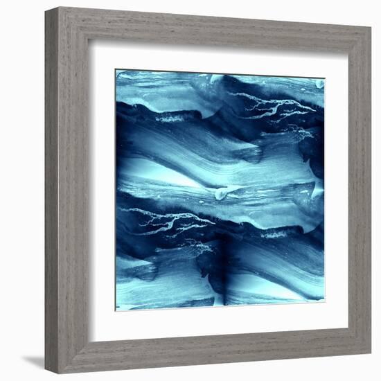 Water Blue Sea Waves Watercolor-maxim ibragimov-Framed Art Print