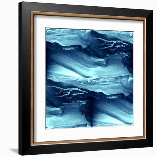 Water Blue Sea Waves Watercolor-maxim ibragimov-Framed Art Print