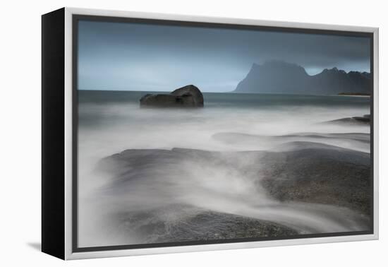 Water Breaks over Rocks at Uttakleiv, Lofoten Islands, Arctic, Norway, Scandinavia, Europe-David Clapp-Framed Premier Image Canvas