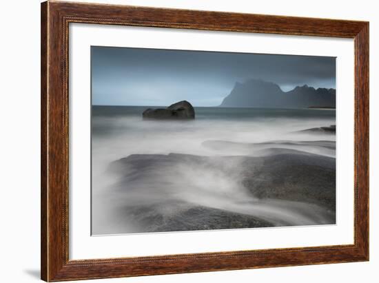 Water Breaks over Rocks at Uttakleiv, Lofoten Islands, Arctic, Norway, Scandinavia, Europe-David Clapp-Framed Photographic Print