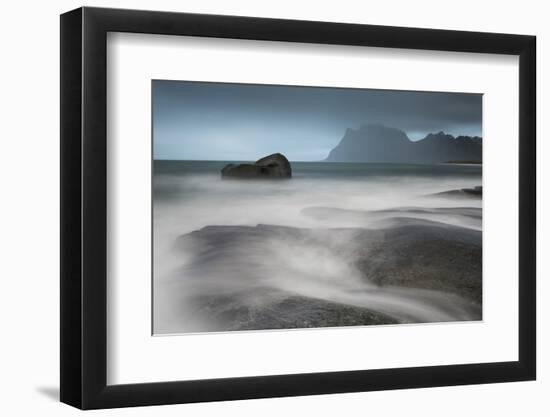 Water Breaks over Rocks at Uttakleiv, Lofoten Islands, Arctic, Norway, Scandinavia, Europe-David Clapp-Framed Photographic Print