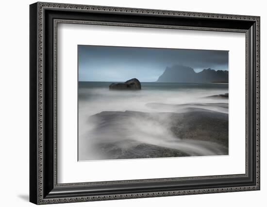 Water Breaks over Rocks at Uttakleiv, Lofoten Islands, Arctic, Norway, Scandinavia, Europe-David Clapp-Framed Photographic Print