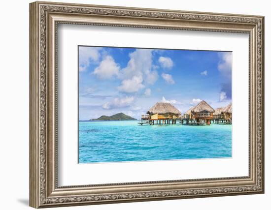 Water Bungalows of Pearl Beach Resort in the Lagoon of Bora Bora, French Polynesia-Matteo Colombo-Framed Photographic Print