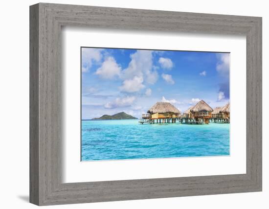 Water Bungalows of Pearl Beach Resort in the Lagoon of Bora Bora, French Polynesia-Matteo Colombo-Framed Photographic Print