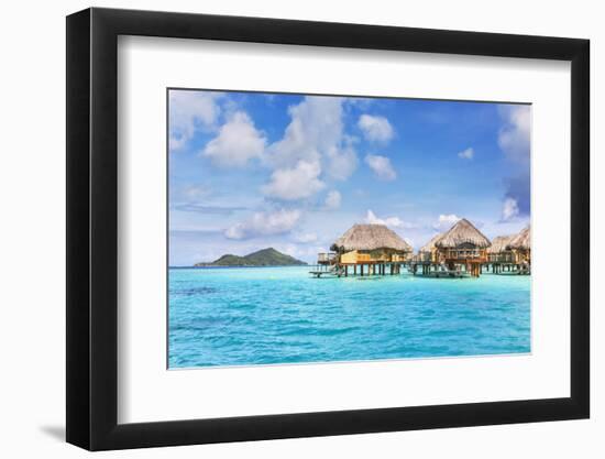 Water Bungalows of Pearl Beach Resort in the Lagoon of Bora Bora, French Polynesia-Matteo Colombo-Framed Photographic Print