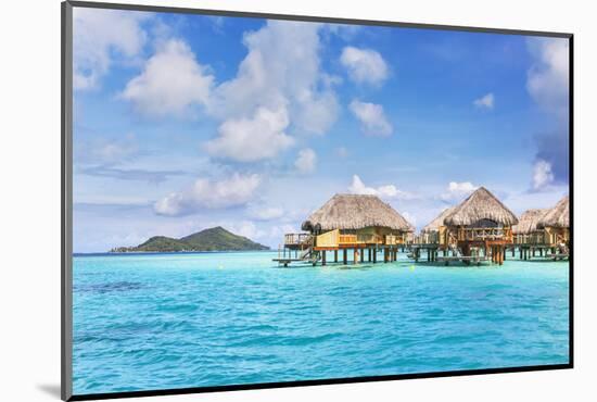 Water Bungalows of Pearl Beach Resort in the Lagoon of Bora Bora, French Polynesia-Matteo Colombo-Mounted Photographic Print