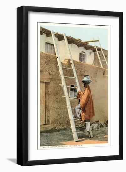 Water Carrier in Tesuque Pueblo, New Mexico-null-Framed Premium Giclee Print