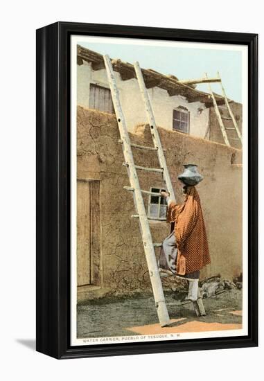 Water Carrier in Tesuque Pueblo, New Mexico-null-Framed Stretched Canvas