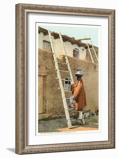 Water Carrier in Tesuque Pueblo, New Mexico-null-Framed Art Print