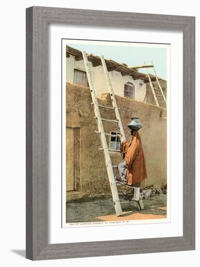 Water Carrier in Tesuque Pueblo, New Mexico-null-Framed Art Print