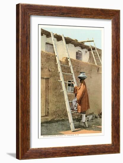 Water Carrier in Tesuque Pueblo, New Mexico-null-Framed Art Print