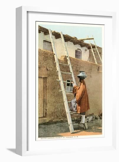 Water Carrier in Tesuque Pueblo, New Mexico-null-Framed Art Print