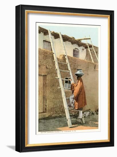 Water Carrier in Tesuque Pueblo, New Mexico-null-Framed Art Print