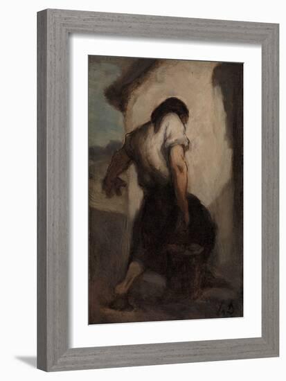 Water Carrier (Oil on Canvas)-Honore Daumier-Framed Giclee Print