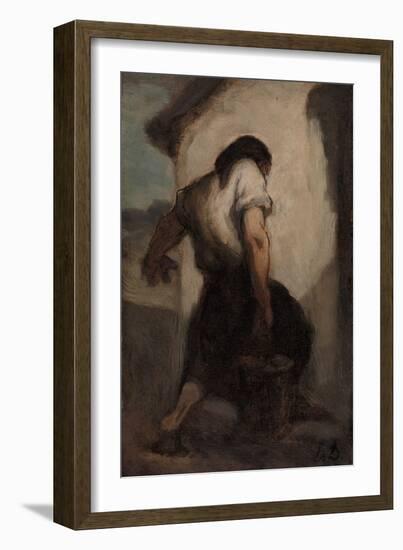 Water Carrier (Oil on Canvas)-Honore Daumier-Framed Giclee Print