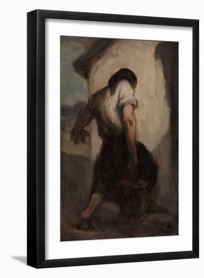 Water Carrier (Oil on Canvas)-Honore Daumier-Framed Giclee Print