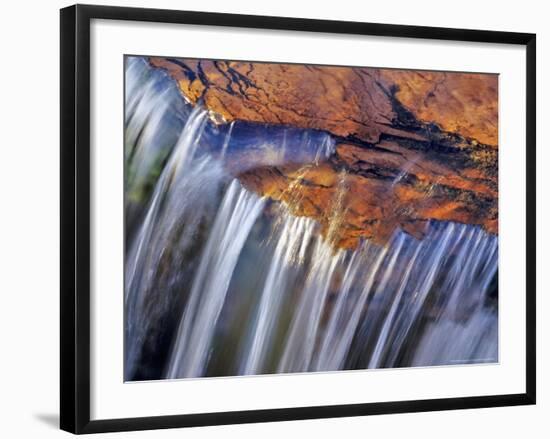 Water Cascades over Red Rock of Reynolds Creek, Glacier National Park, Montana, USA-Chuck Haney-Framed Photographic Print