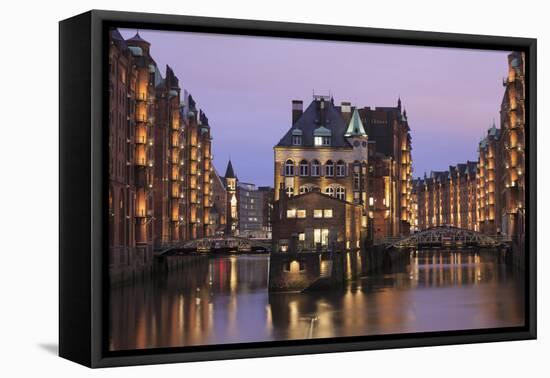 Water castle (Wasserschloss), Speicherstadt, Hamburg, Hanseatic Citiy, Germany, Europe-Markus Lange-Framed Premier Image Canvas