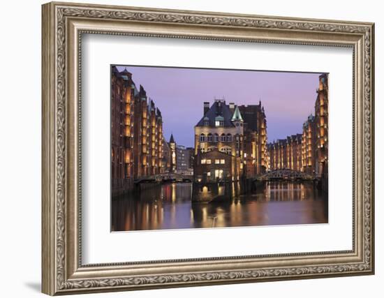 Water castle (Wasserschloss), Speicherstadt, Hamburg, Hanseatic Citiy, Germany, Europe-Markus Lange-Framed Photographic Print