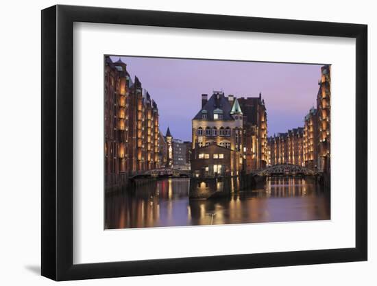 Water castle (Wasserschloss), Speicherstadt, Hamburg, Hanseatic Citiy, Germany, Europe-Markus Lange-Framed Photographic Print