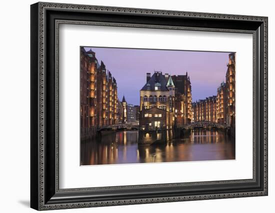 Water castle (Wasserschloss), Speicherstadt, Hamburg, Hanseatic Citiy, Germany, Europe-Markus Lange-Framed Photographic Print