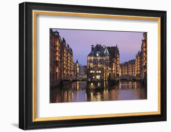 Water castle (Wasserschloss), Speicherstadt, Hamburg, Hanseatic Citiy, Germany, Europe-Markus Lange-Framed Photographic Print